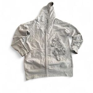 Y2k 2000’s Hanes Grey and Silver Zip-up Jacket